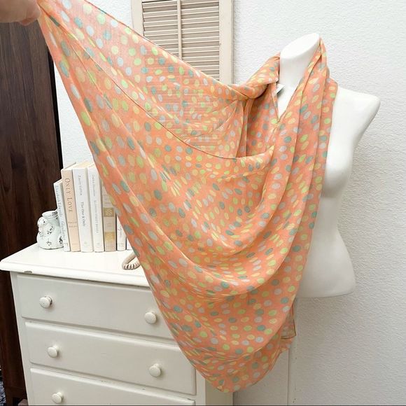 Pastel Polka Dot Print orange Infinity Scarf, LOF Love of Fashion in NY,… - Picture 4 of 6